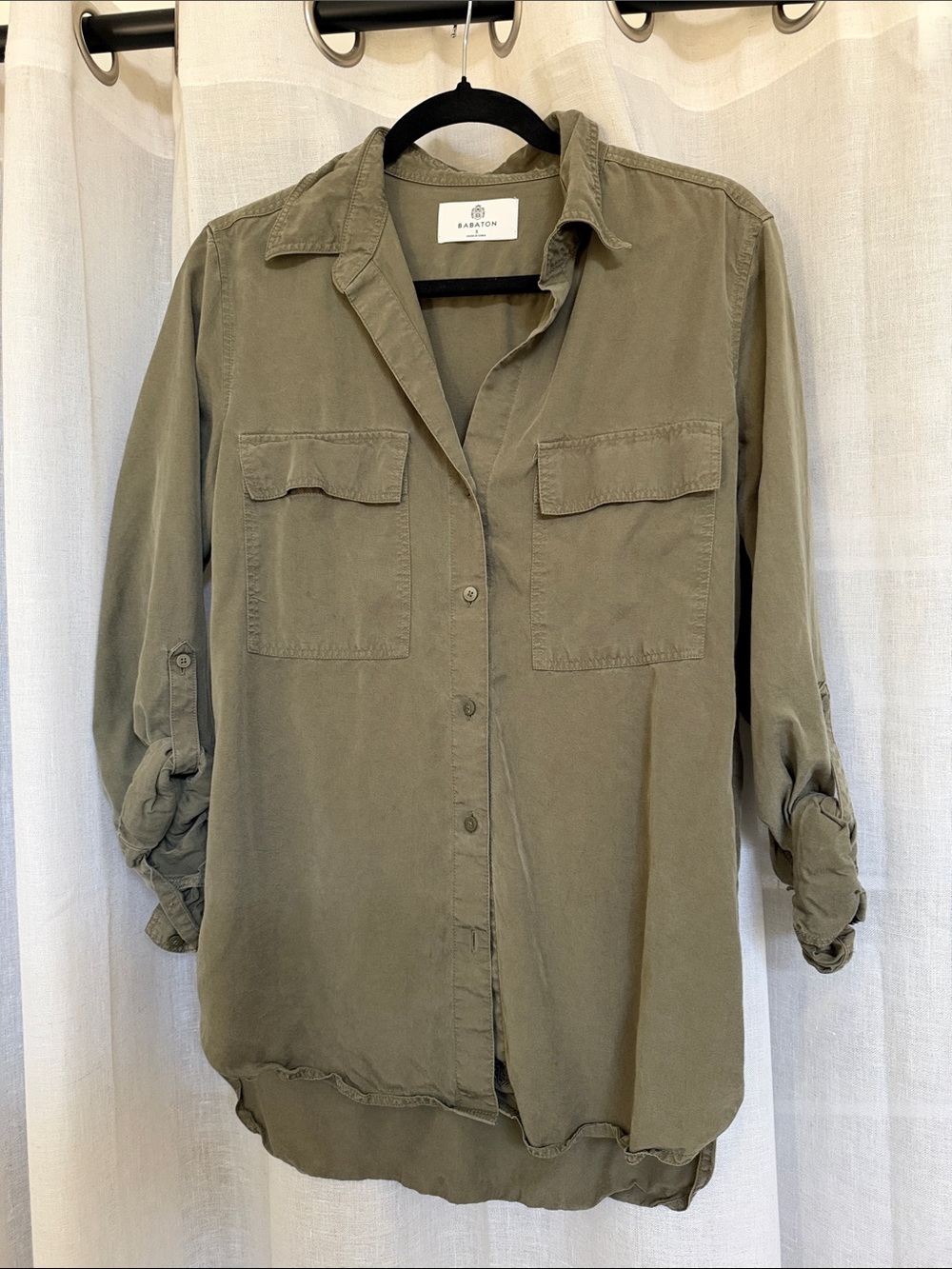 Aritzia babaton utility linen shirt olive green